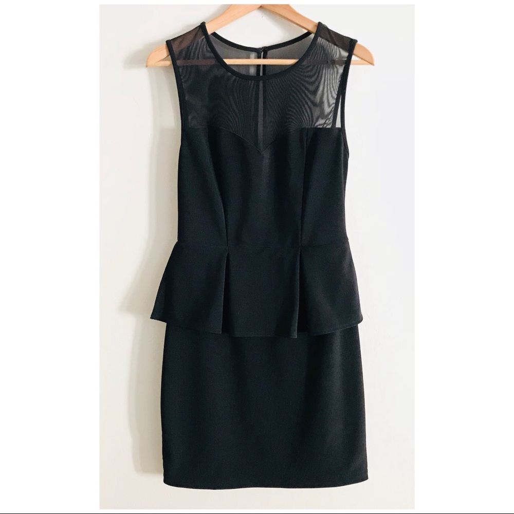 Bisou Bisou Illusion Neck Peplum Dress Size 4 - Picture 3 of 8